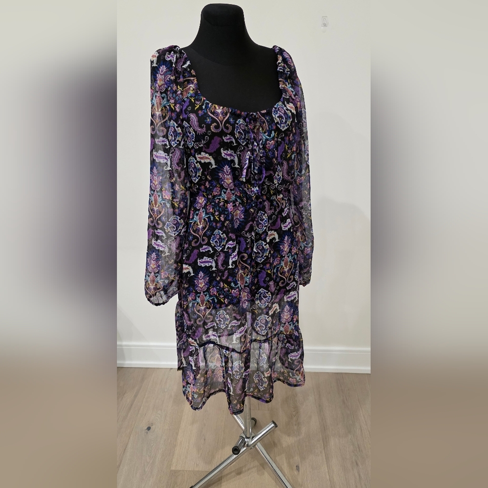 Papaya Vibrant Paisley Sheer Beach Dress UK 14 Or US 10